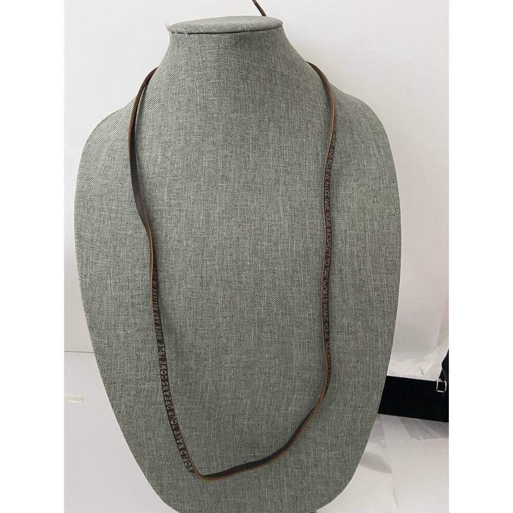 Brown Leather Positive Affirmation Necklace